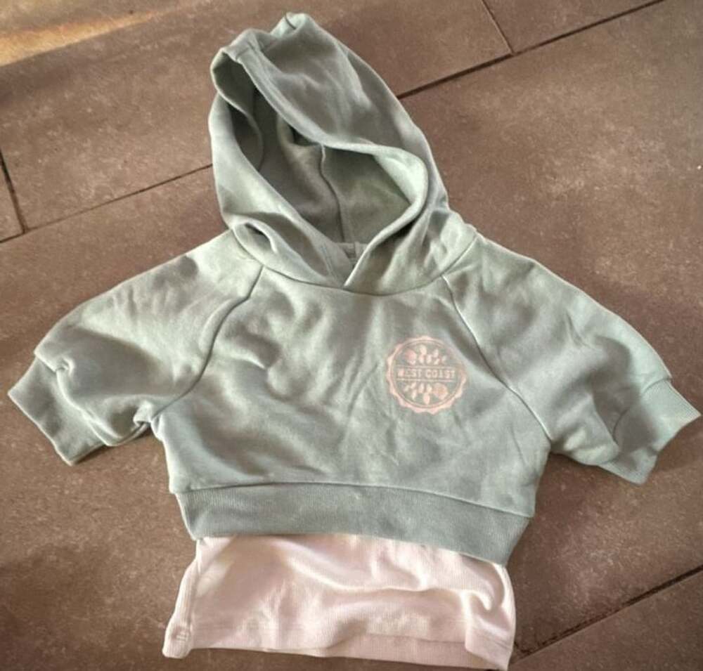 SO West Coast Short Sleeve Layered Hoodie Size S 6/7 Mint Green